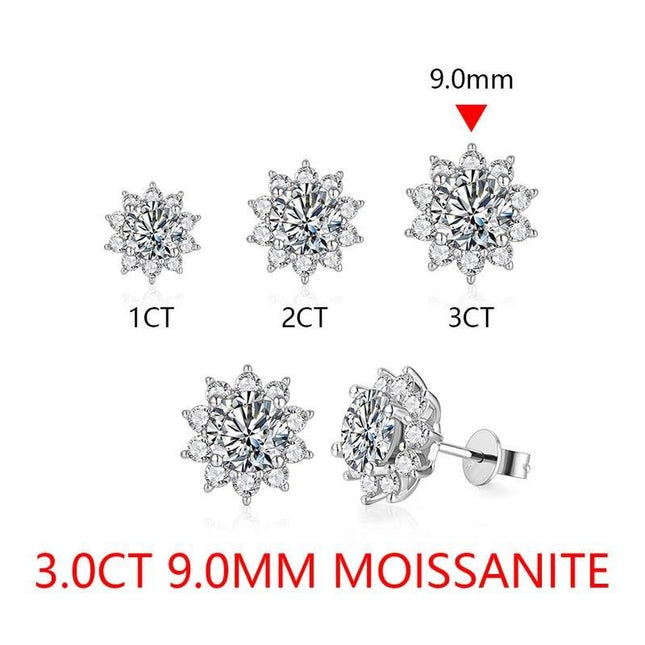 Elegant Snowflake Moissanite Diamond Stud Earrings - Wnkrs