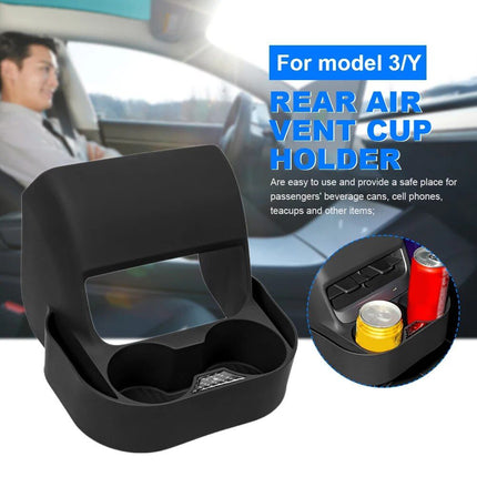 Tesla Model 3/Y Rear Seat Air Vent Cup Holder - Sleek Console Drink Organizer - Wnkrs