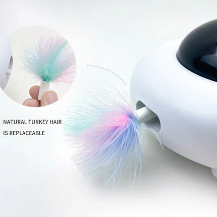 Interactive Electric Cat Teaser with Adjustable Feather Speed & Auto Navigation - Wnkrs