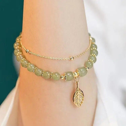 Hetian Jade Gold Leaf Bracelet - Wnkrs