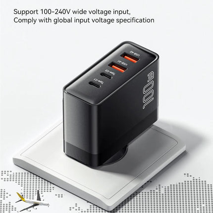 100W USB-C Fast Charger with 4 Ports for Laptops & Phones