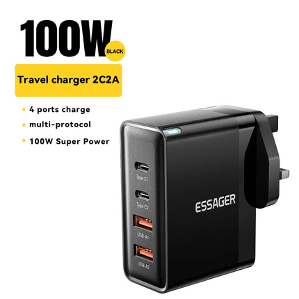 100W USB-C Fast Charger with 4 Ports for Laptops & Phones