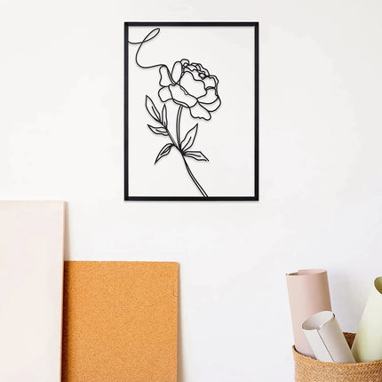 Décoration murale en fer avec fleur de rose minimaliste abstraite