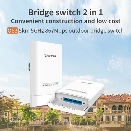 Repetidor y punto de acceso WiFi para exteriores de 5 km, 5 GHz y 867 Mbps