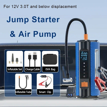 Portable Tire Inflator with Emergency Car Jump Starter & Multifunctional Air Pump - Wnkrs