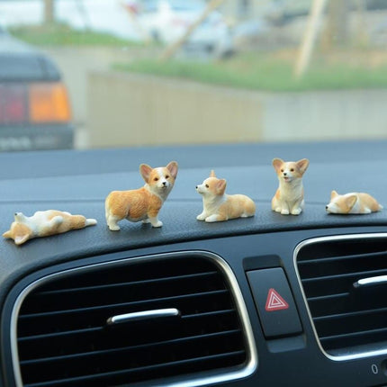 Cute Corgi Dashboard Ornament - Mini Resin Puppy Car Decor - Wnkrs