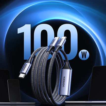 Cable USB C a USB C 2 en 1 de 100 W