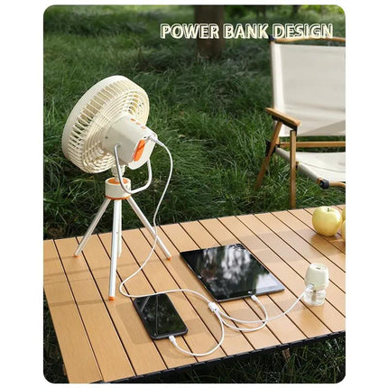 Ventilateur de camping portable avec veilleuse et batterie externe