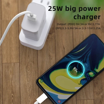 Chargeur USB Type-C ultra rapide 25 W avec câble pour smartphones et tablettes