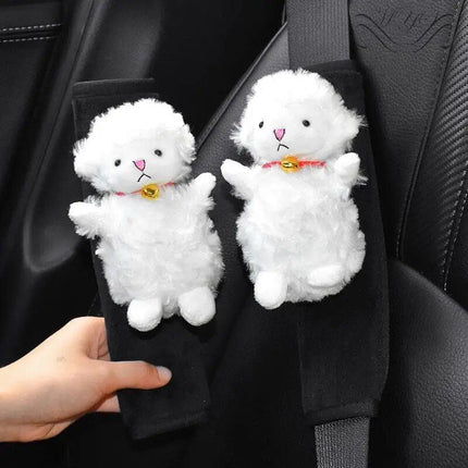 Cartoon Lamb Plush Car Seat Belt Covers - Wnkrs