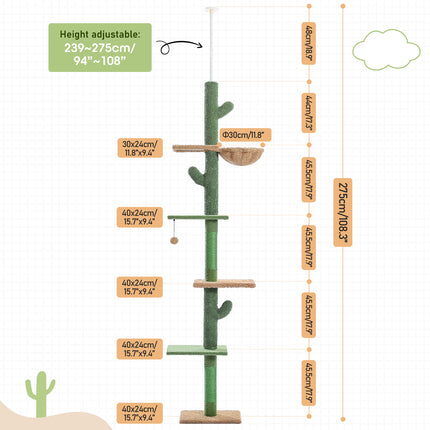 Árbol para gatos de cactus de piso a techo