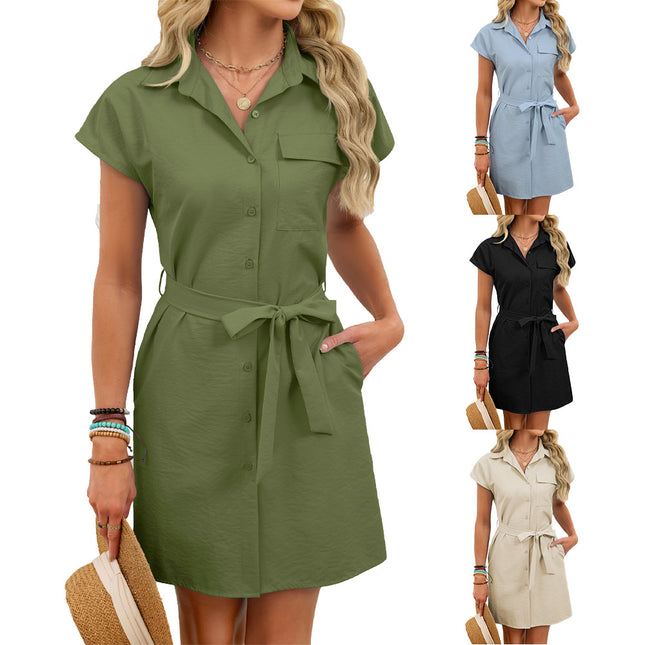 Robe tissée pour femme avec ceinture à lacets