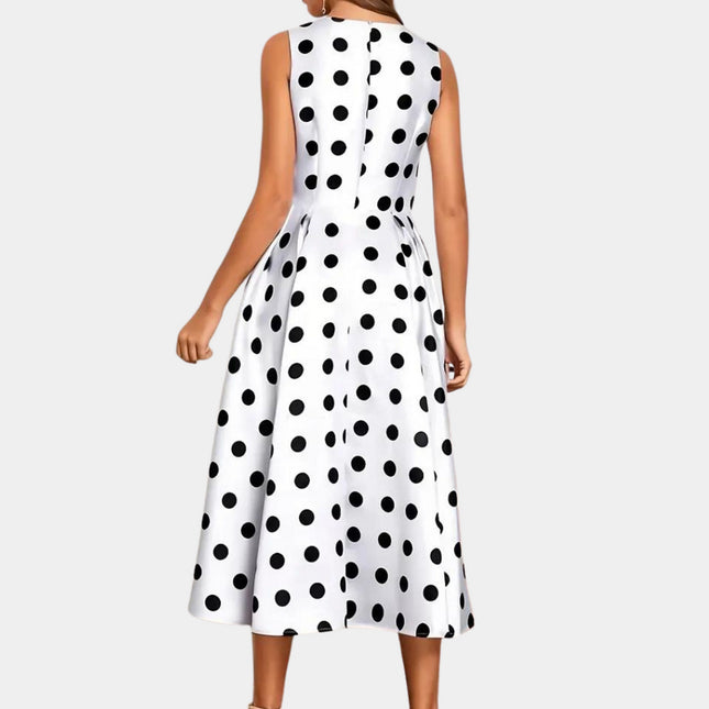 Robe à pois sans manches pour femme