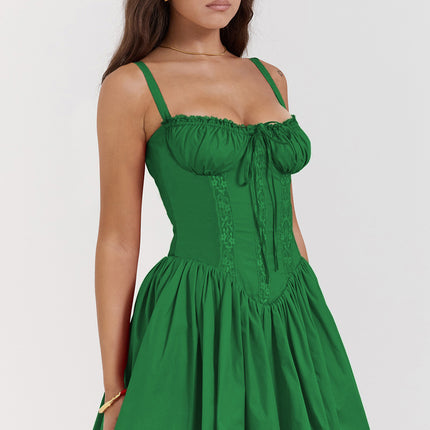 Robe mini en dentelle à bretelles spaghetti pour femme - Tenue de soirée sexy en coupe A pour printemps/été