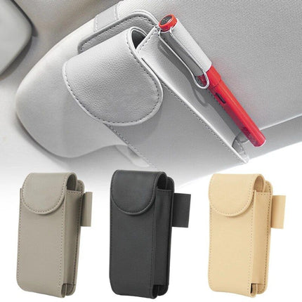 Leather Sun Visor Glasses and Card Organizer for Cars - Wnkrs