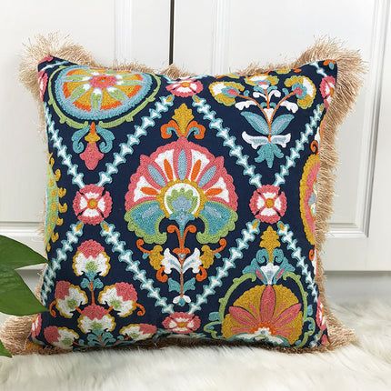 Embroidered Fringe Vintage Boho Pillowcase - Wnkrs