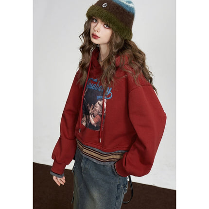 Sudaderas con capucha de vellón rojo para mujer