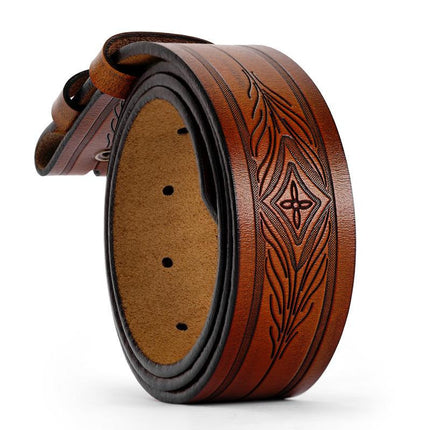 Ceinture de cowboy western en cuir véritable avec motif vintage en relief