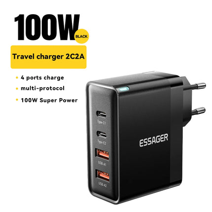 100W USB-C Fast Charger with 4 Ports for Laptops & Phones