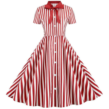 Black / Red Polka Dot Buttoned Pin-Up Dress for Women - Wnkrs