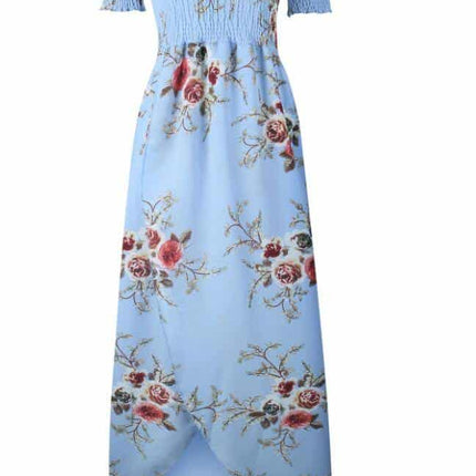Women's Boho Off Shoulder Dress With Floral Print - Wnkrs