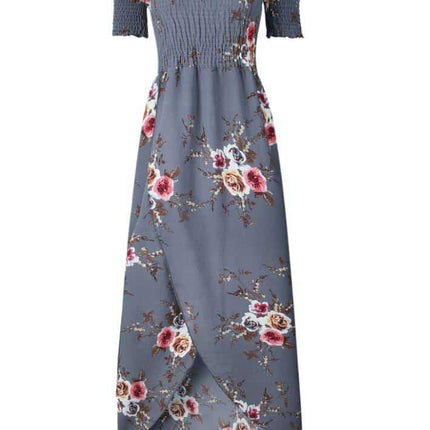 Women's Boho Off Shoulder Dress With Floral Print - Wnkrs