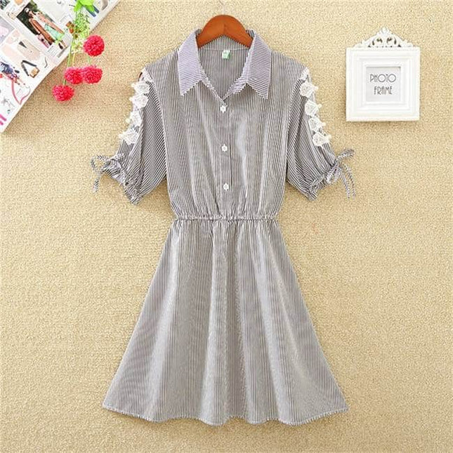 Elegant Striped Cotton Shirt Dresses - Wnkrs