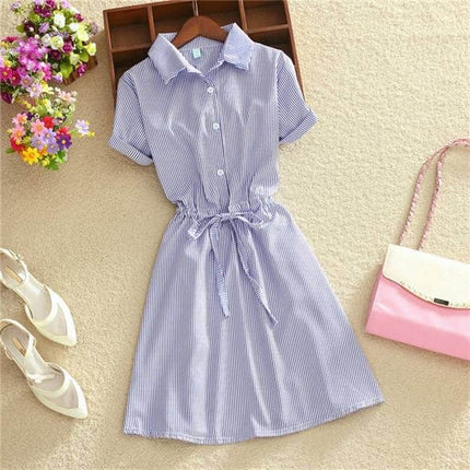 Elegant Striped Cotton Shirt Dresses - Wnkrs