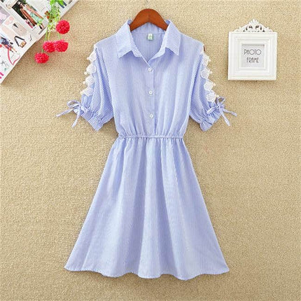 Elegant Striped Cotton Shirt Dresses - Wnkrs