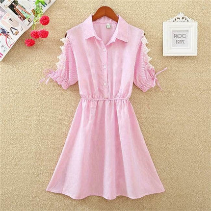 Elegant Striped Cotton Shirt Dresses - Wnkrs