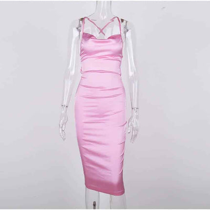 Long Satin Bodycon Dress for Women - Wnkrs