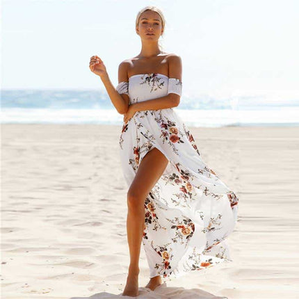 Women&#8217;s Boho Off Shoulder Dress With Floral Print Dresses W Women Women's Clothing &amp; Accessories  https://wnkrs.com/product/womens-boho-off-shoulder-dress-with-floral-print/