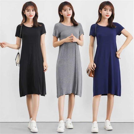 Women&#8217;s Modal Knitted Summer T-Shirt Dress Dresses W Women Women's Clothing &amp; Accessories  https://wnkrs.com/product/womens-modal-knitted-summer-t-shirt-dress/