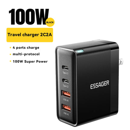 100W USB-C Fast Charger with 4 Ports for Laptops & Phones