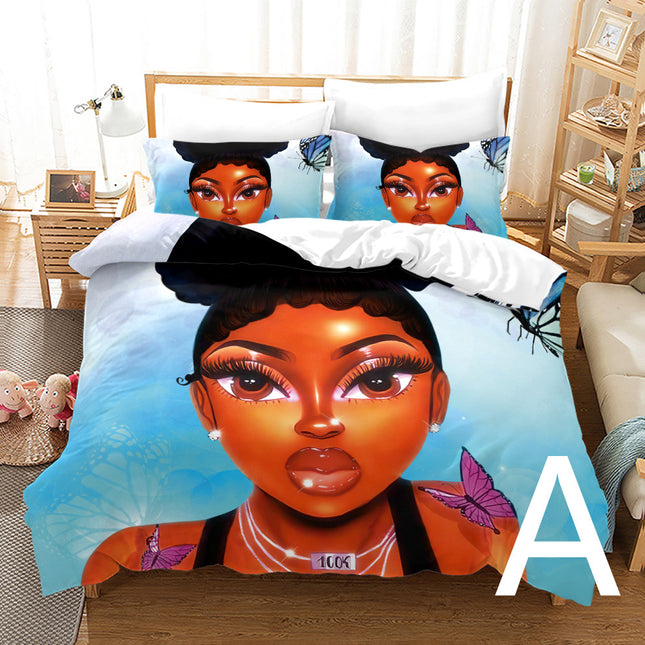 African Girl 3D Printed Bedding Set - Wnkrs