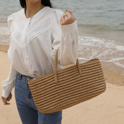 Bolsa de playa tejida a mano con paja