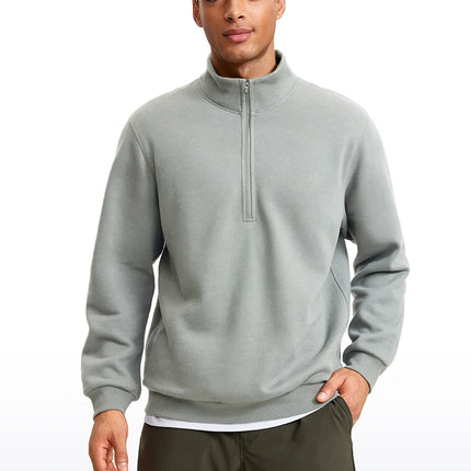 Sweat-shirt à col montant et demi-zip doublé en polaire pour homme