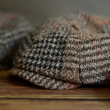 Casquette gavroche classique en laine mélangée pour hommes et femmes - Casquette plate à carreaux rétro