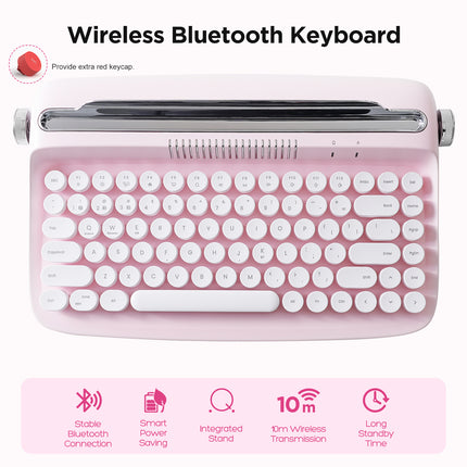 Retro Wireless Bluetooth Typewriter Keyboard with Integrated Stand