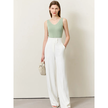 Minimalist High-Waisted Wide-Leg Women's Trousers