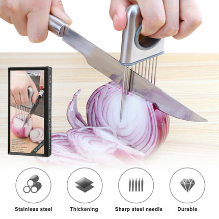 Onion Holder Slicer Vegetable tools Tomato Cutter Stainless Steel Kitchen Gadget - Wnkrs