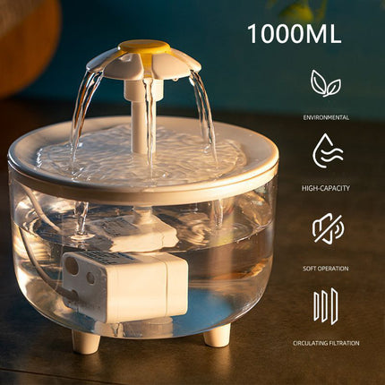 Fontaine à eau pour chat USB 1000 ml avec filtre automatique et capteur de pompe de prévention