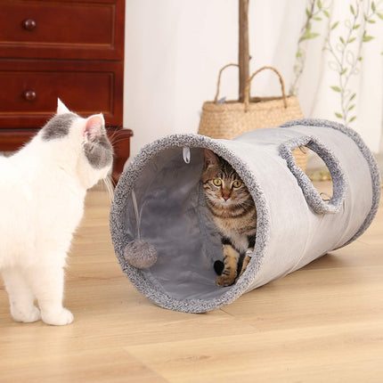 Túnel plegable para gatos con gamuza arrugada y orificio para mirar: escondite portátil para gatos