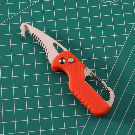 Compact Multi-Tool Keychain Knife with Serrated Hook