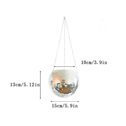 Maceta colgante con forma de bola de discoteca