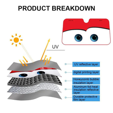 Aluminum Foil Car Sunshade with Heated Eyes Design – Windshield Solar Protector - Wnkrs