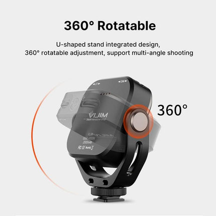 Lampe vidéo LED bicolore réglable avec support rotatif à 360° - Lampe de remplissage rechargeable et portable pour reflex numérique, SLR et mobile