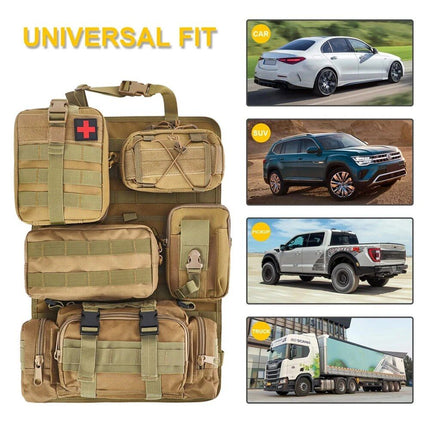 Universal Tactical Car Seat Organizer with 5 Detachable Molle Pouches - Wnkrs