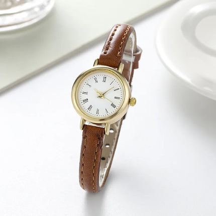 Montre-bracelet élégante en cuir à quartz pour femme – Design minimaliste classique