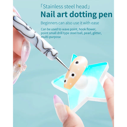 Pinceau à double extrémité pour nail art en acrylique et stylo à pois